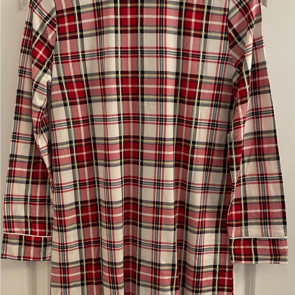 Tahari Notch Collar White / Holiday Plaid Sleepshirt Nightgown - NWT - Small - Picture 8 of 9